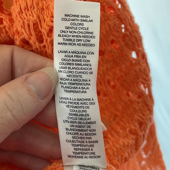Chico's Orange Open Knit Shrug Cardigan Sweater - Size 1 = Medium/Size 8 - Picture 12 of 12